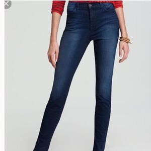 J Brand Avalon Skinny Jeans Raw Hem Stretch Waist Size 26 Dark Wash